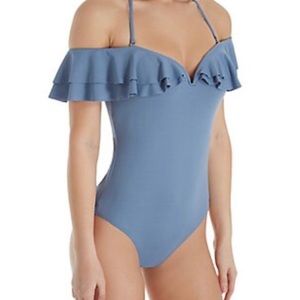 Becca colorsplash off the shoulder one piece